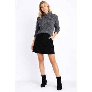 Express Tricot Handknit Sweater Small Angora Wool Blend Cable Knit Gray